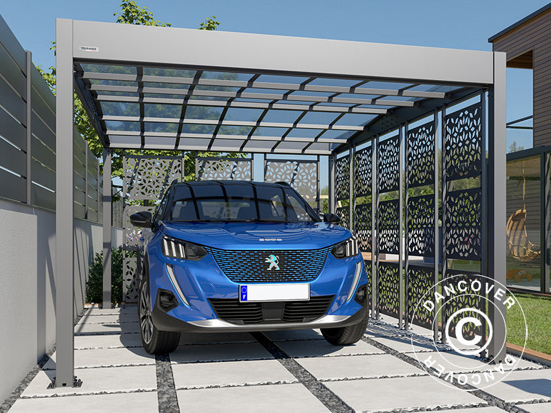 Carport, Libeccio 8 m/sidepaneler, 3,26x5,09x2,34m, Antrasitt