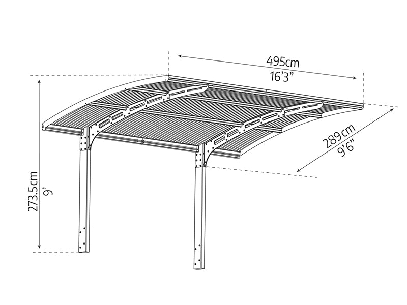 Carport Arizona, 2,89x4,95m, Palram/Canopia, Grå