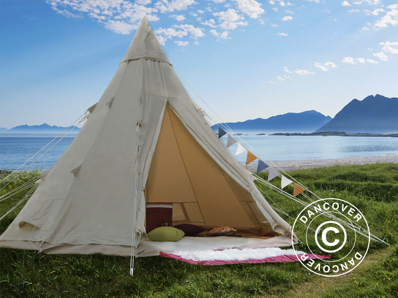 Telt for glamping, TentZing® 5x5m, 5 personer, Sandfarget