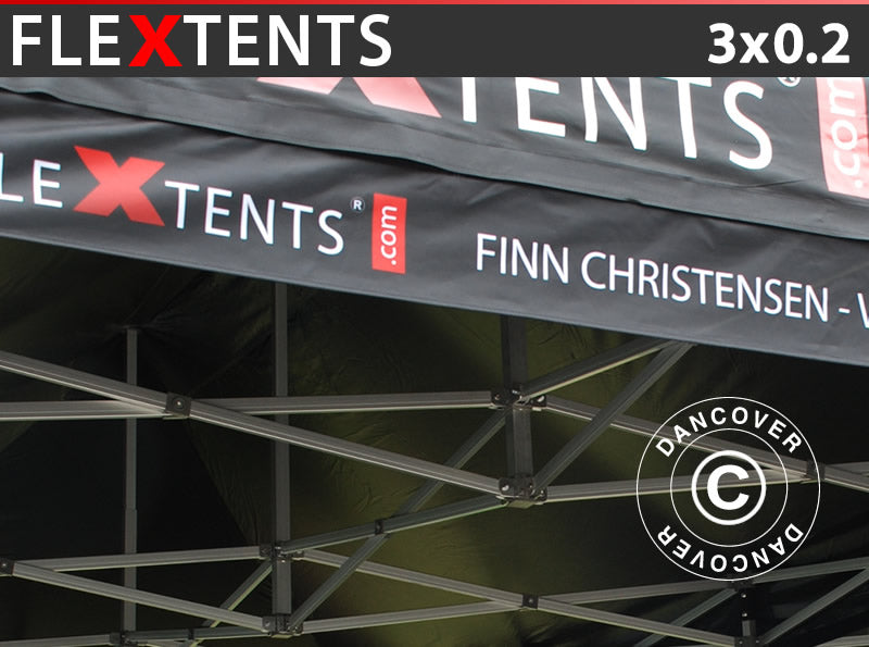 FleXtents®, Banner til quick-up telt m/trykk, 3x0,2m