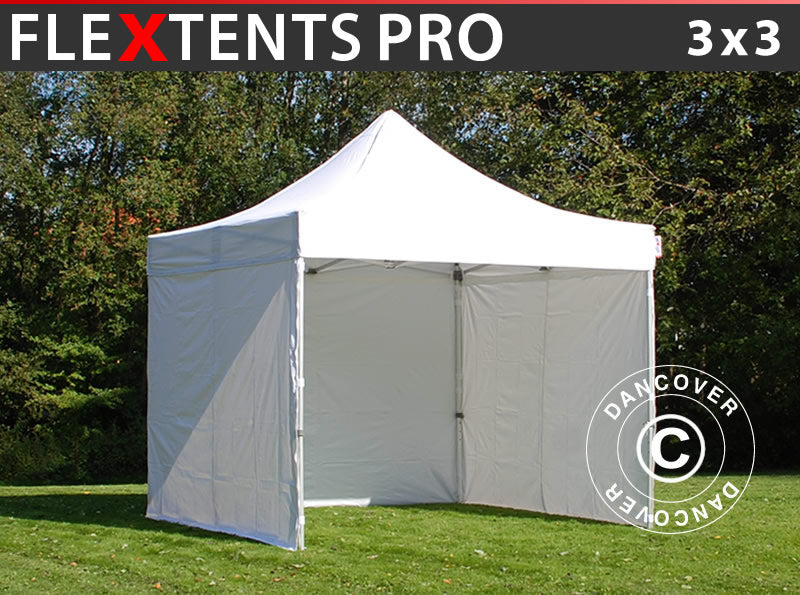 Quick-up telt FleXtents PRO 3x3m Hvit, inkl. 4 sider