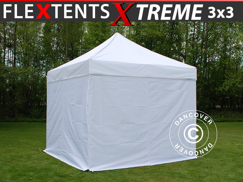 Quick-up telt FleXtents Xtreme 50 3x3m Hvit, inkl. 4 sider