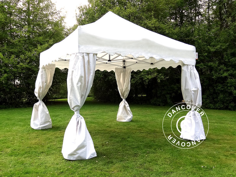 Quick-up telt FleXtents PRO "Wave" 3x3m Hvit, inkl. 4 dekorative gardiner
