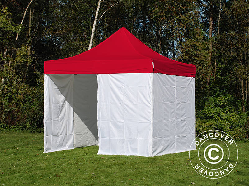 Quick-up telt FleXtents® PRO, Medisinsk- & nødtelt, 3x3m, rød/hvit, inkl. 4 sidevegger