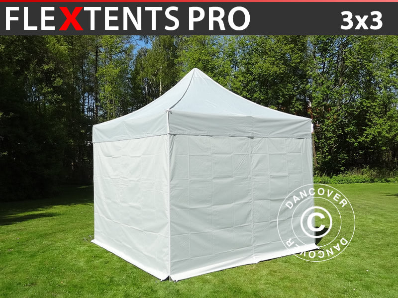 Quick-up telt FleXtents PRO 3x3m Sølv, inkl. 4 sider