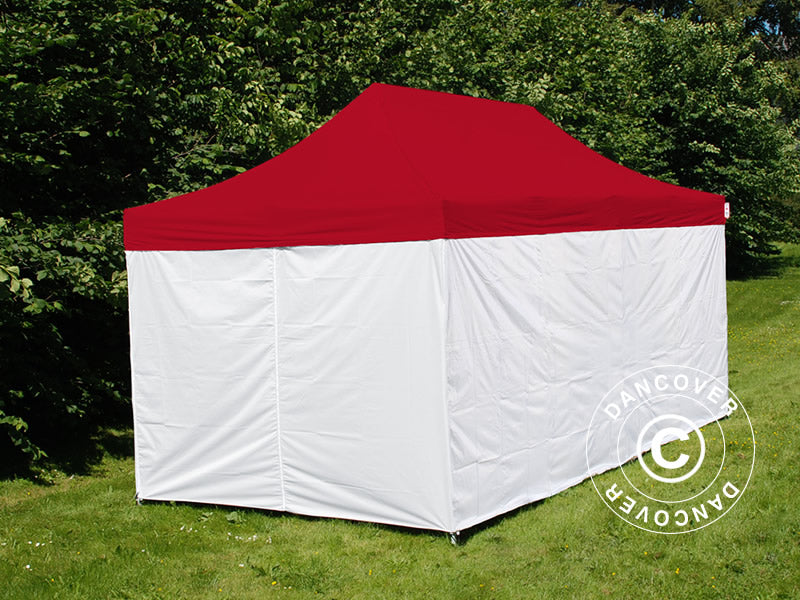 Quick-up telt FleXtents® PRO, Medisinsk & nødtelt, 3x6m, rød/hvit, inkl. 6 sidevegger