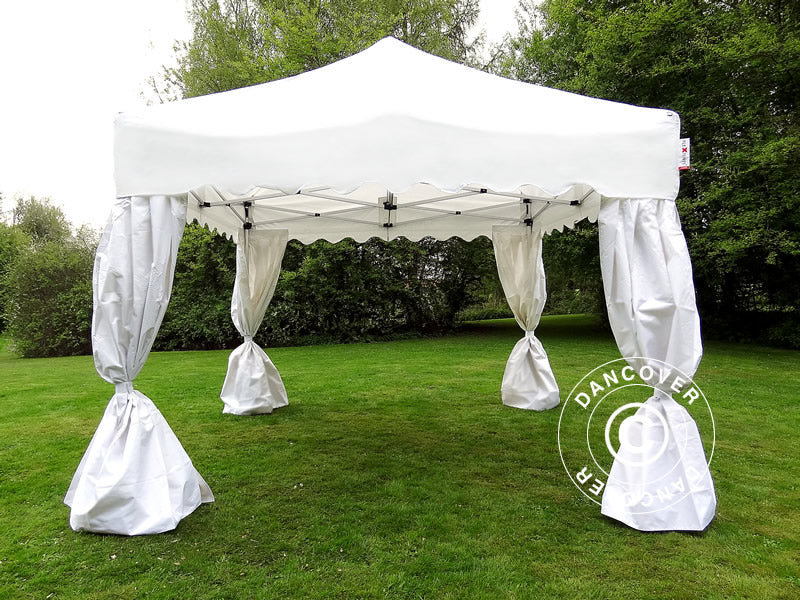 Quick-up telt FleXtents Xtreme 50 "Wave" 3x3m Hvit, inkl. 4 dekorative gardiner