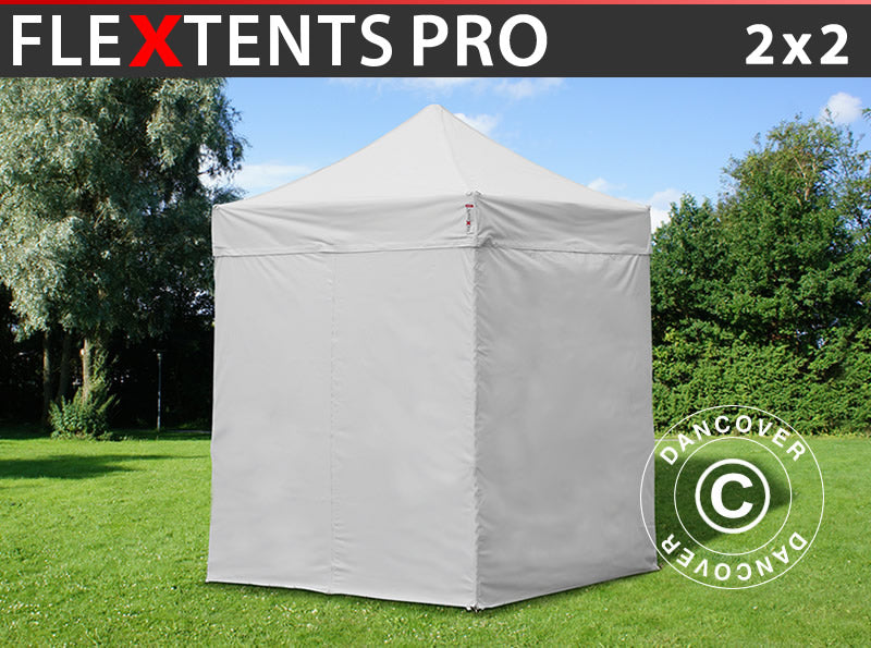 Quick-up telt FleXtents PRO 2x2m Hvit, inkl. 4 sider