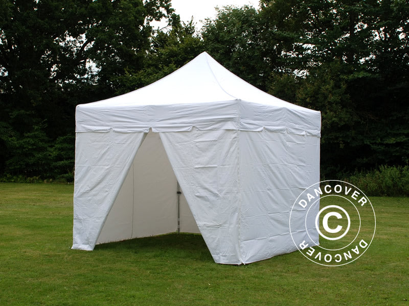 Quick-up telt FleXtents PRO "Peaked" 3x3m Hvit, inkl. 4 sider