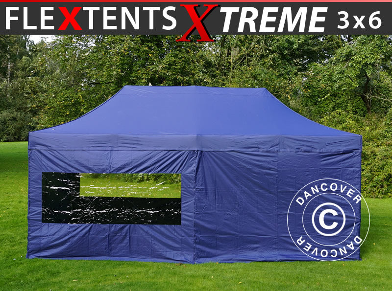 Quick-up telt FleXtents Xtreme 50 3x6m Mørk blå, inkl. 6 sider