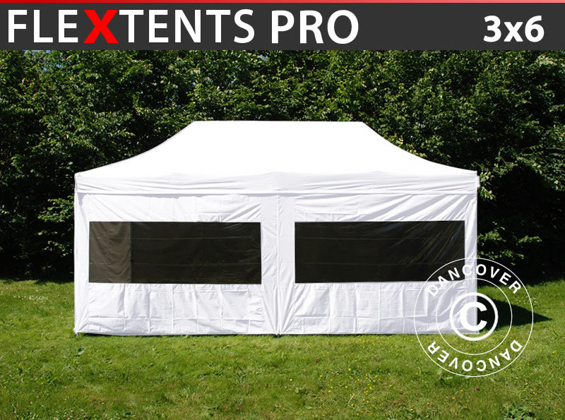 Quick-up telt FleXtents PRO 3x6m Hvit, inkl. 6 sider