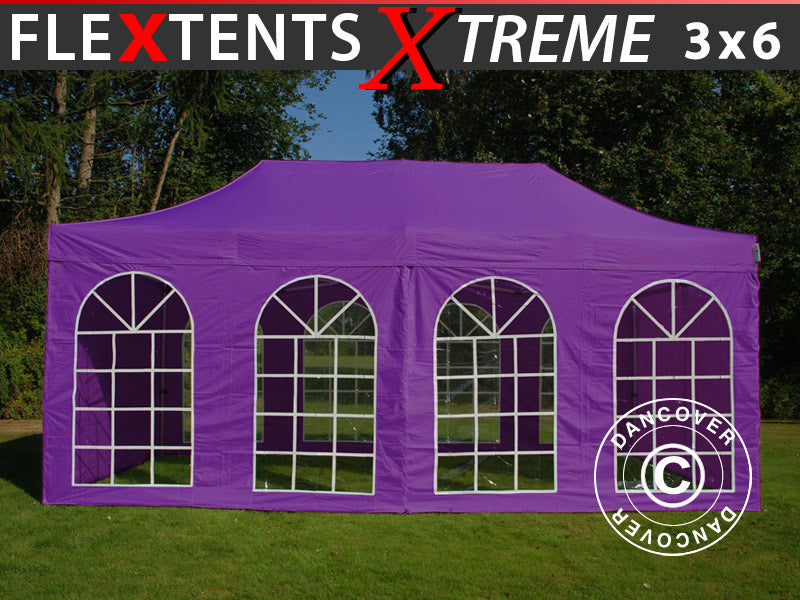 Quick-up telt FleXtents Xtreme 50 Vintage Style 3x6m Lilla, inkl. 6 sider