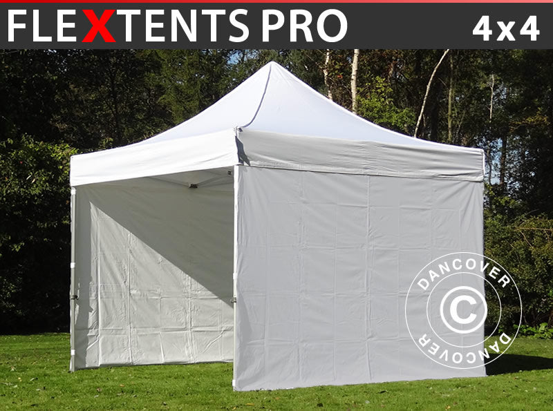 Quick-up telt FleXtents PRO 4x4m Hvit, inkl. 4 sider