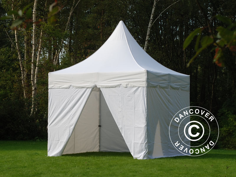 Quick-up telt FleXtents PRO Peak Pagoda 4x4m Hvit, inkl. 4 sider