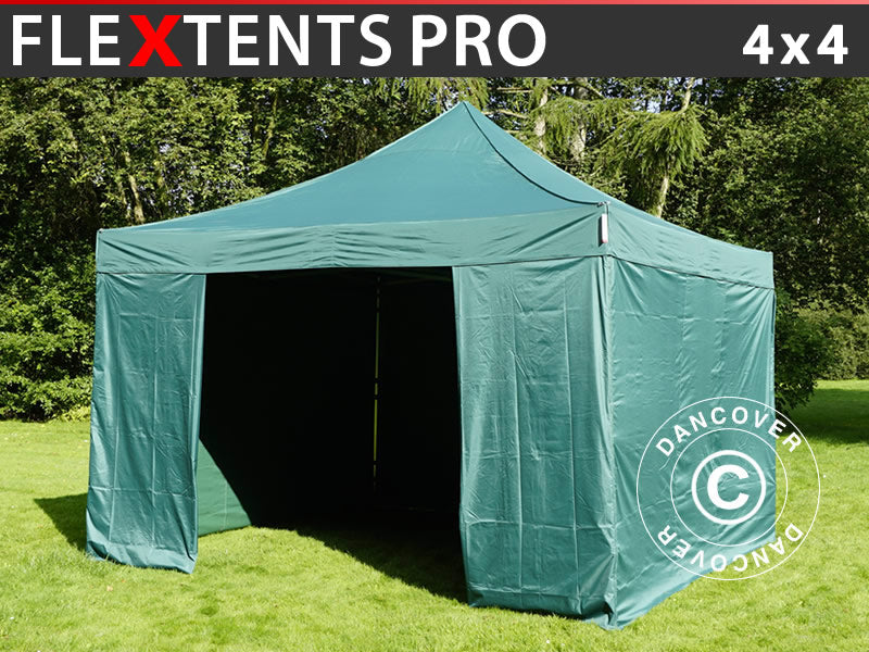 Quick-up telt FleXtents PRO 4x4m Grønn, inkl. 4 sider