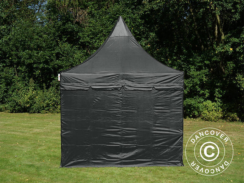 Quick-up telt FleXtents PRO Peak Pagoda 3x3m Svart, inkl. 4 sidevegger