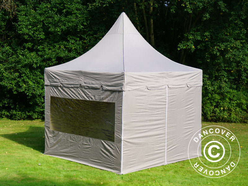 Quick-up telt FleXtents PRO Peak Pagoda 3x3m Latte, inkl. 4 sidevegger