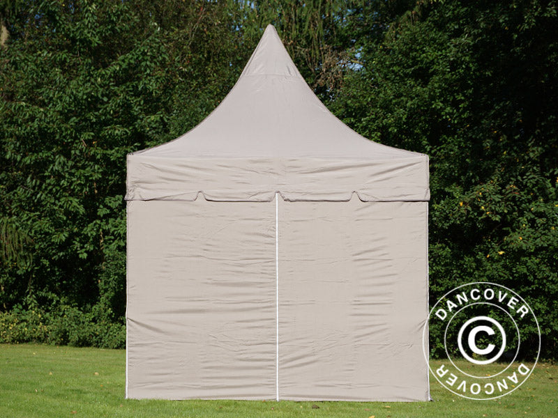 Quick-up telt FleXtents PRO Peak Pagoda 3x3m Latte, inkl. 4 sidevegger