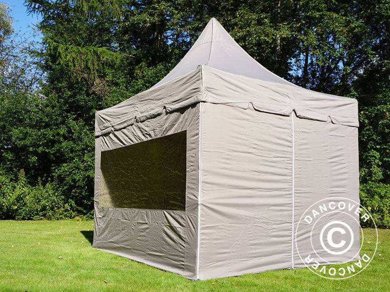 Quick-up telt FleXtents PRO Peak Pagoda 3x3m Latte, inkl. 4 sidevegger