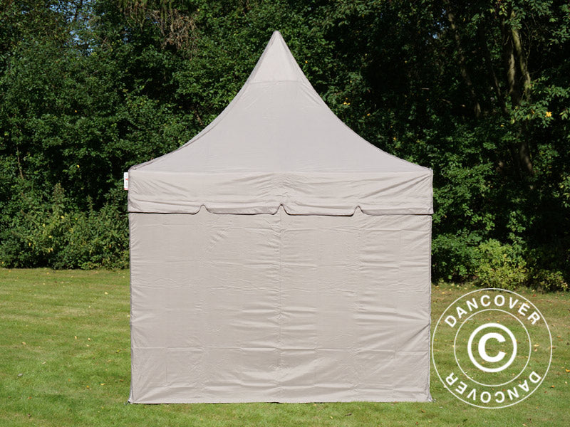 Quick-up telt FleXtents PRO Peak Pagoda 3x3m Latte, inkl. 4 sidevegger