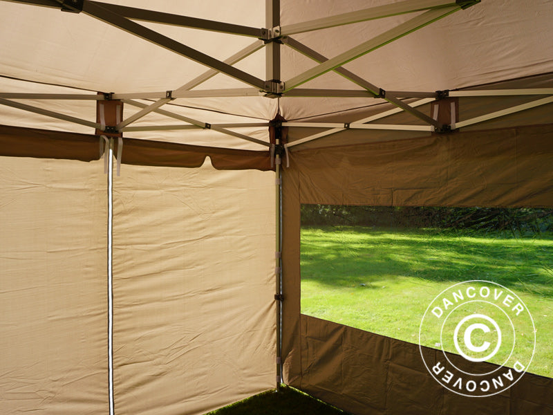 Quick-up telt FleXtents PRO Peak Pagoda 3x3m Latte, inkl. 4 sidevegger