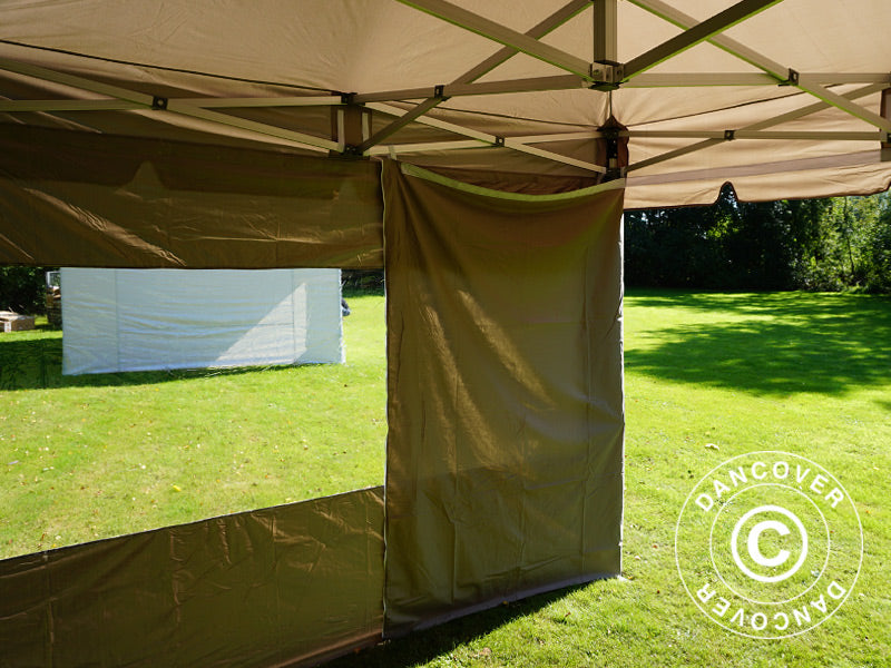 Quick-up telt FleXtents PRO Peak Pagoda 3x3m Latte, inkl. 4 sidevegger