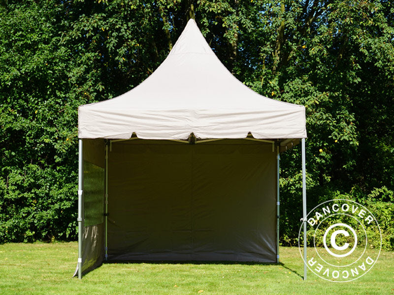 Quick-up telt FleXtents PRO Peak Pagoda 3x3m Latte, inkl. 4 sidevegger
