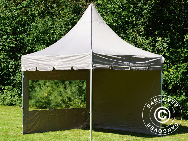 Quick-up telt FleXtents PRO Peak Pagoda 3x3m Latte, inkl. 4 sidevegger
