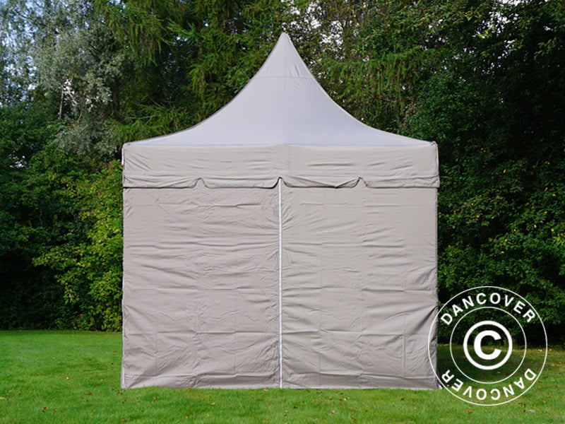 Quick-up telt FleXtents PRO Peak Pagoda 3x6m Latte, inkl. 6 sidevegger