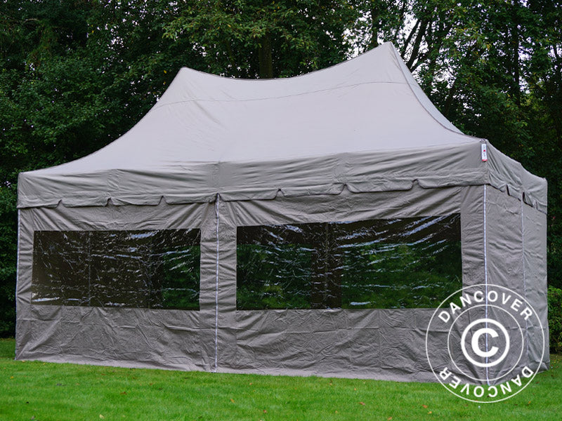 Quick-up telt FleXtents PRO Peak Pagoda 3x6m Latte, inkl. 6 sidevegger