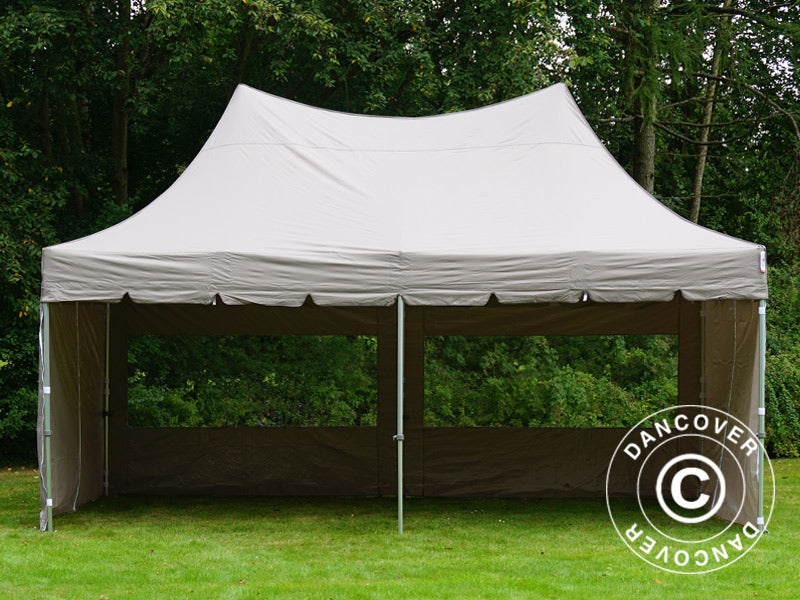 Quick-up telt FleXtents PRO Peak Pagoda 3x6m Latte, inkl. 6 sidevegger