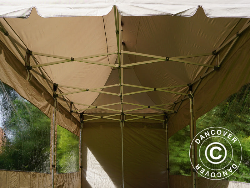 Quick-up telt FleXtents PRO Peak Pagoda 3x6m Latte, inkl. 6 sidevegger