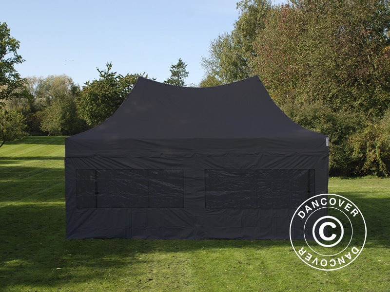 Quick-up telt FleXtents PRO Peak Pagoda 3x6m Svart, inkl. 6 sidevegger