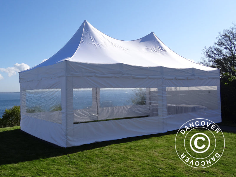 Quick-up telt FleXtents PRO Peak Pagoda 4x8m Hvit, inkl. 6 sider
