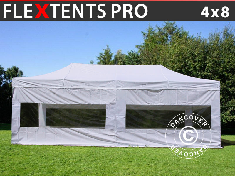 Quick-up telt FleXtents PRO 4x8m Hvit, inkl. 6 sider