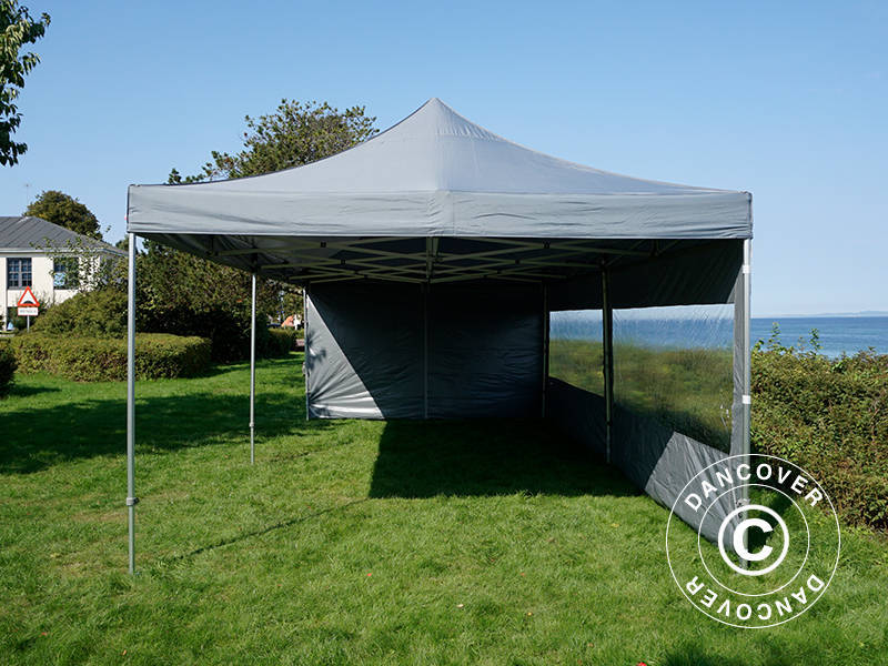 Quick-up telt FleXtents PRO 4x8m Grå, inkl. 6 sider