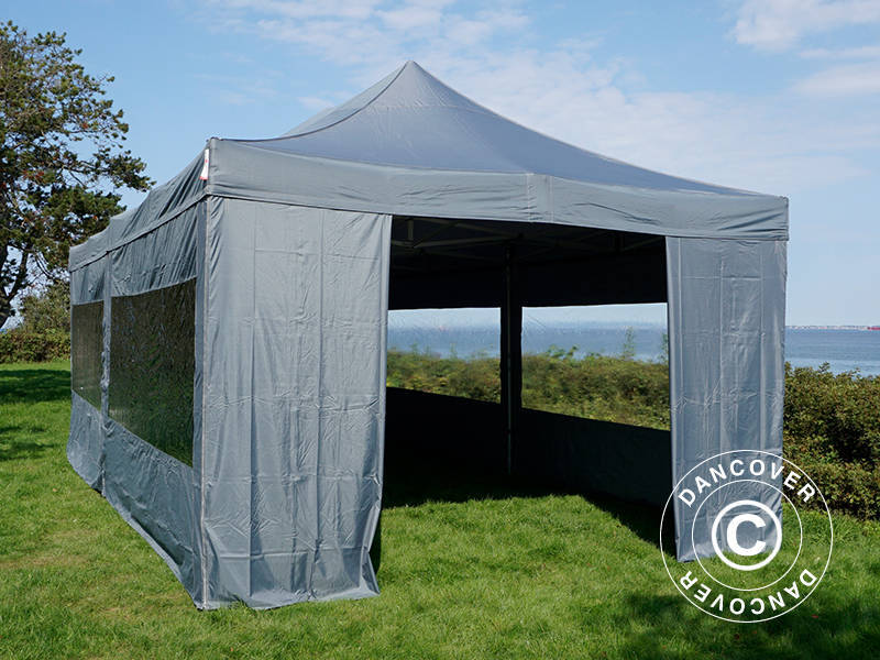 Quick-up telt FleXtents PRO 4x8m Grå, inkl. 6 sider