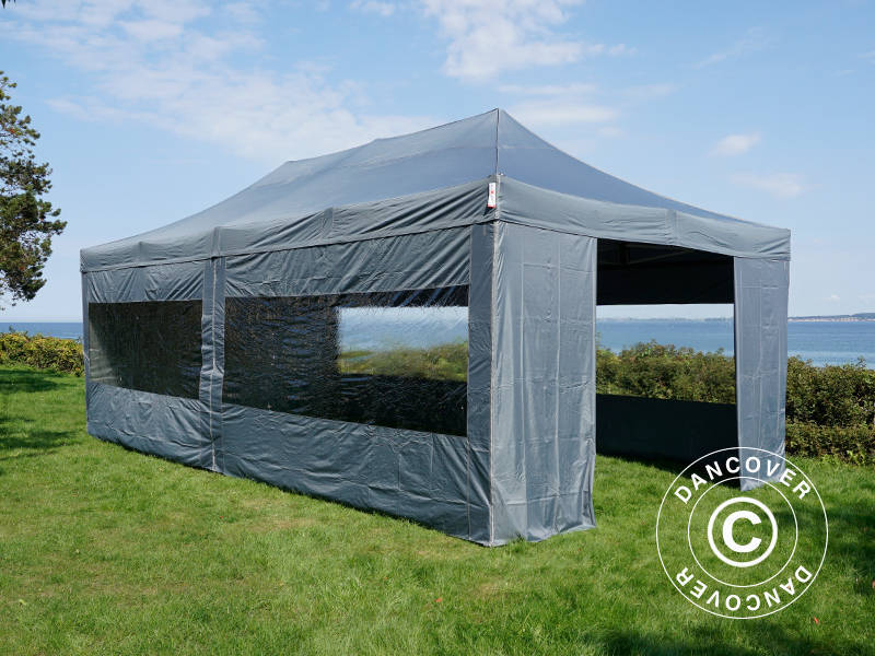 Quick-up telt FleXtents Xtreme 50 4x8m Grå, inkl. 6 sider