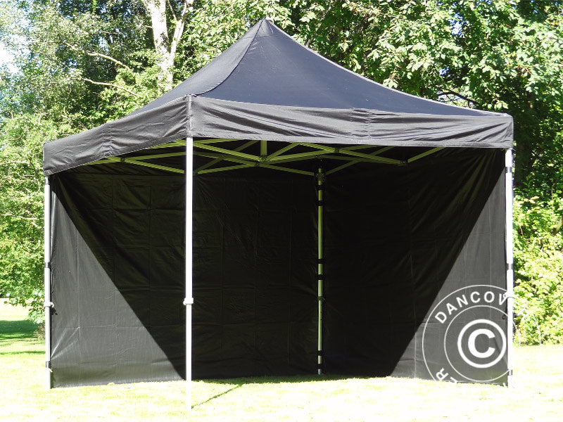Quick-up telt FleXtents PRO 3x3m Svart, Flammehemmende, inkl. 4 sider