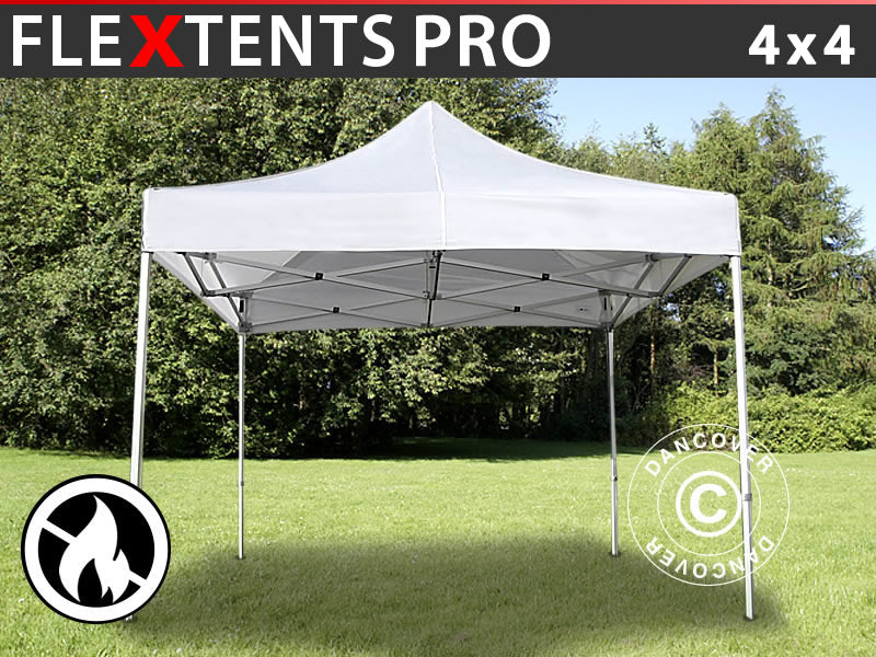 Quick-up telt FleXtents PRO 4x4m Hvit, Flammehemmende