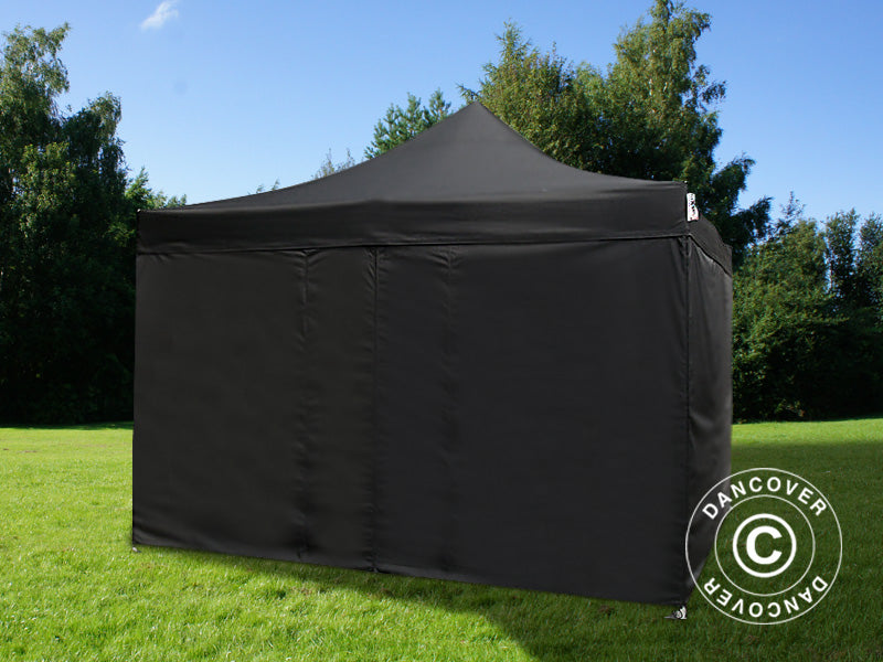 Quick-up telt FleXtents PRO 4x4m Svart, Flammehemmende, inkl. 4 sider