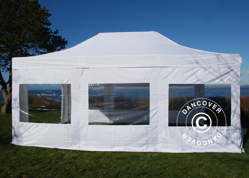 Quick-up telt FleXtents PRO 4x6m Hvit, Flammehemmende inkl. 8 sider