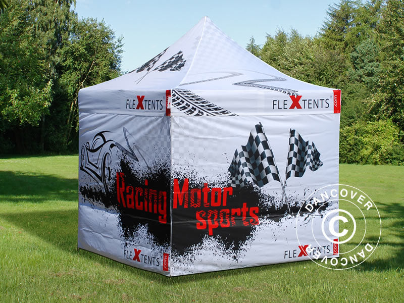 Quick-up telt FleXtents PRO med full digital trykk, 2x2m, inkl. 4 sider