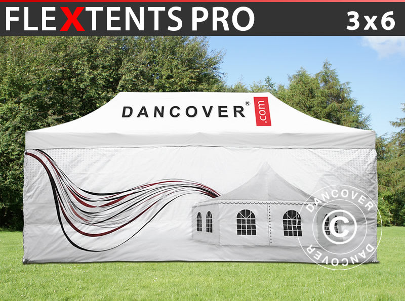 Quick-up telt FleXtents PRO med full digital trykk, 3x6m, inkl. 4 sider