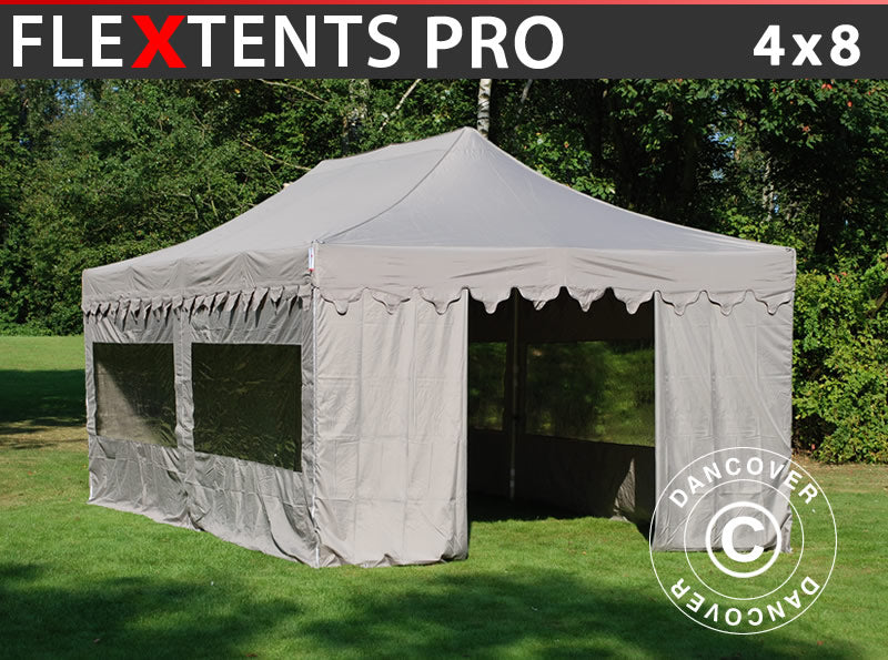 Quick-up telt FleXtents PRO "Morocco" 4x8m Latte, inkl. 6 sider
