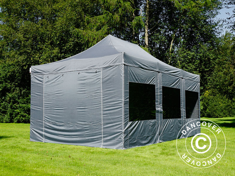 Quick-up telt FleXtents PRO 4x6m Grå, inkl. 8 sider