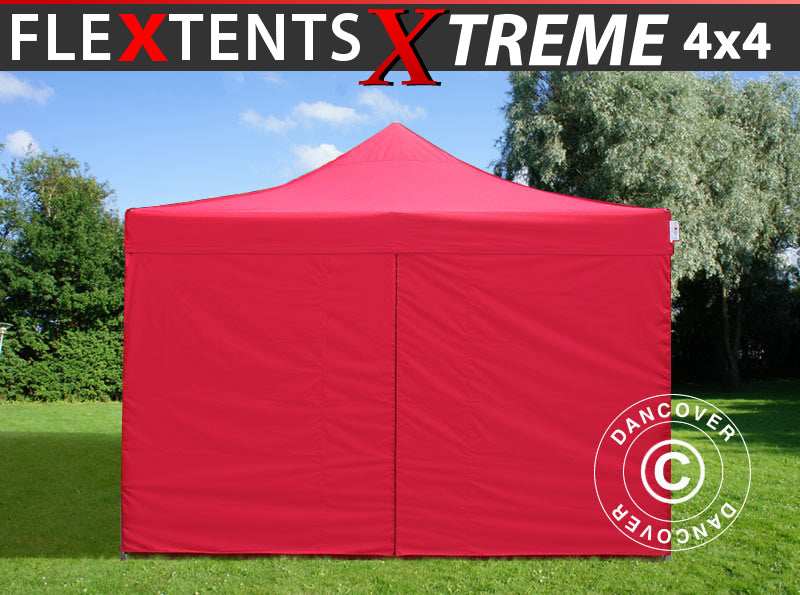 Quick-up telt FleXtents Xtreme 60 4x4m Rød, inkl. 4 sider