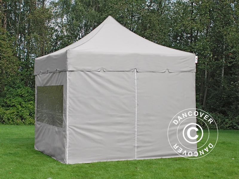 Quick-up telt FleXtents PRO "Peaked" 4x4m Latte, inkl. 4 sider