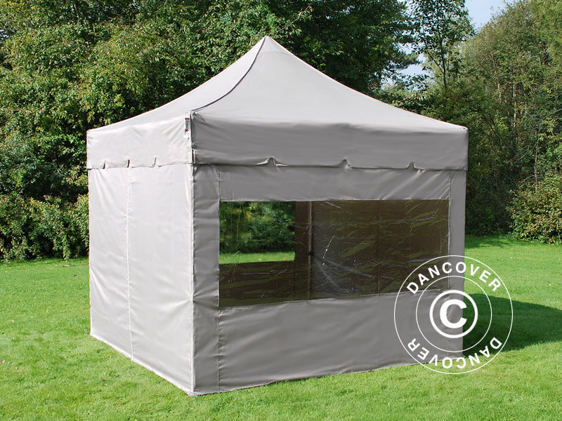 Quick-up telt FleXtents PRO "Peaked" 4x4m Latte, inkl. 4 sider