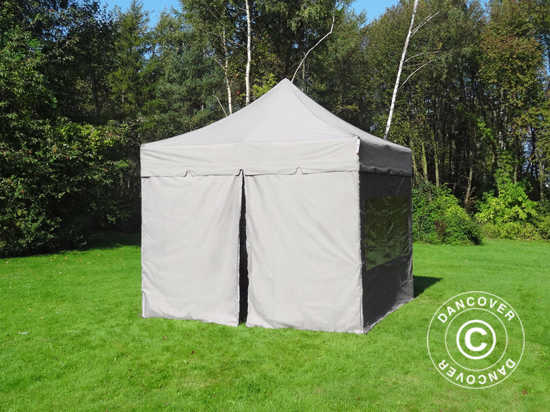 Quick-up telt FleXtents PRO "Peaked" 4x4m Latte, inkl. 4 sider